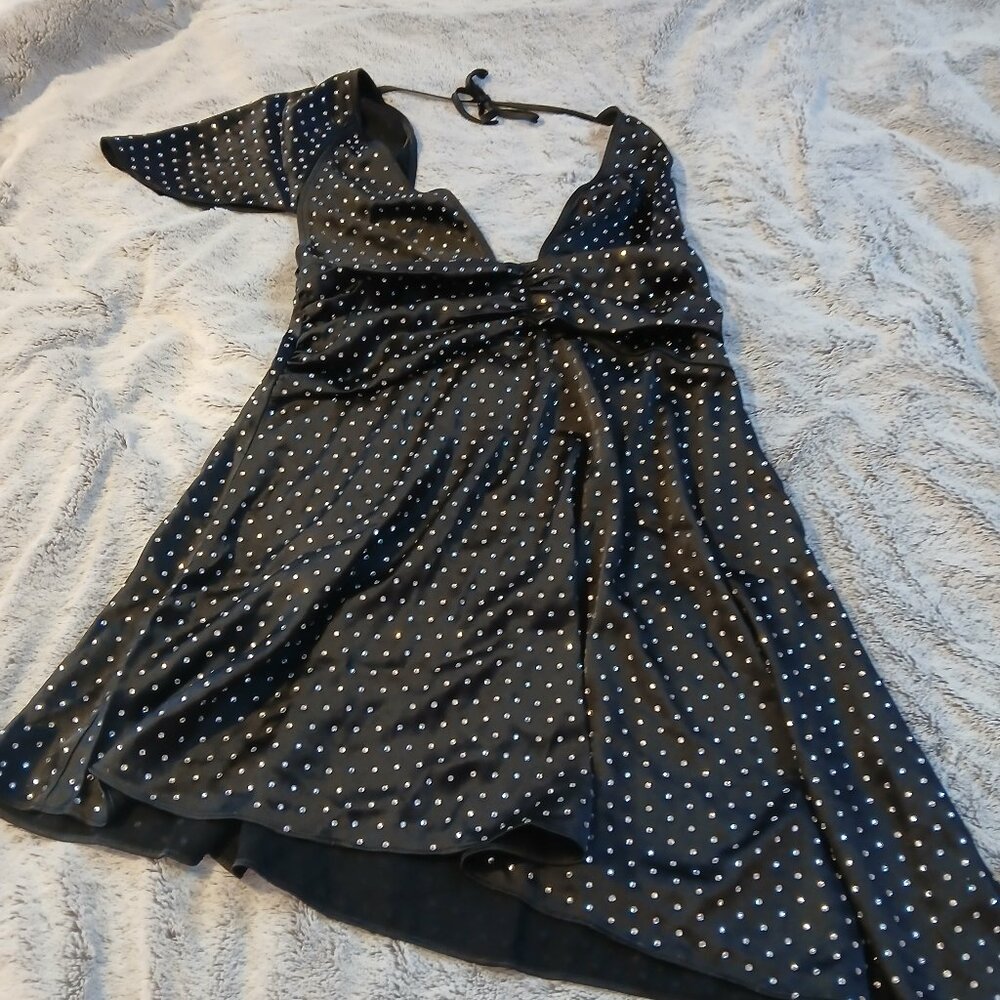 WeWoreWhat Women's Crystal Asymmetrical Black Halter Dress  SZ 14 NWT
